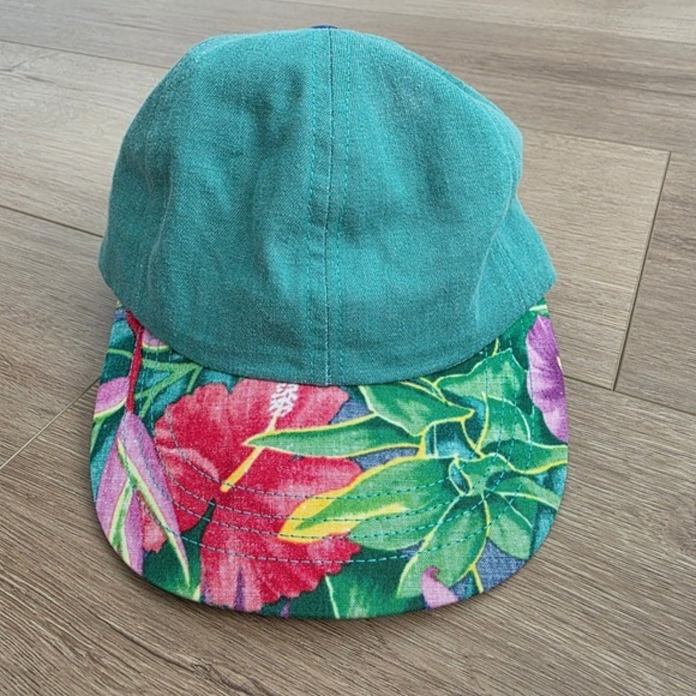 Vintage Goorin Bros. Floral Teal Adjustable‎ Hat Cap Made in USA